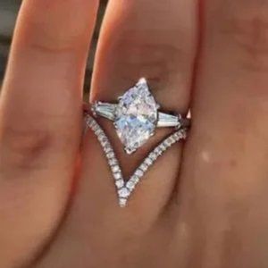 2CT Marquise Cut Lab Created Diamond Chevron Ring